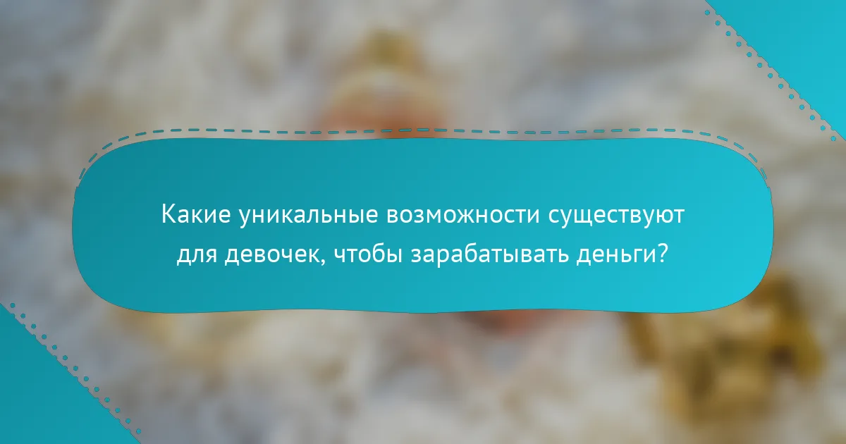 Какие уникальные возможности существуют для девочек, чтобы зарабатывать деньги?