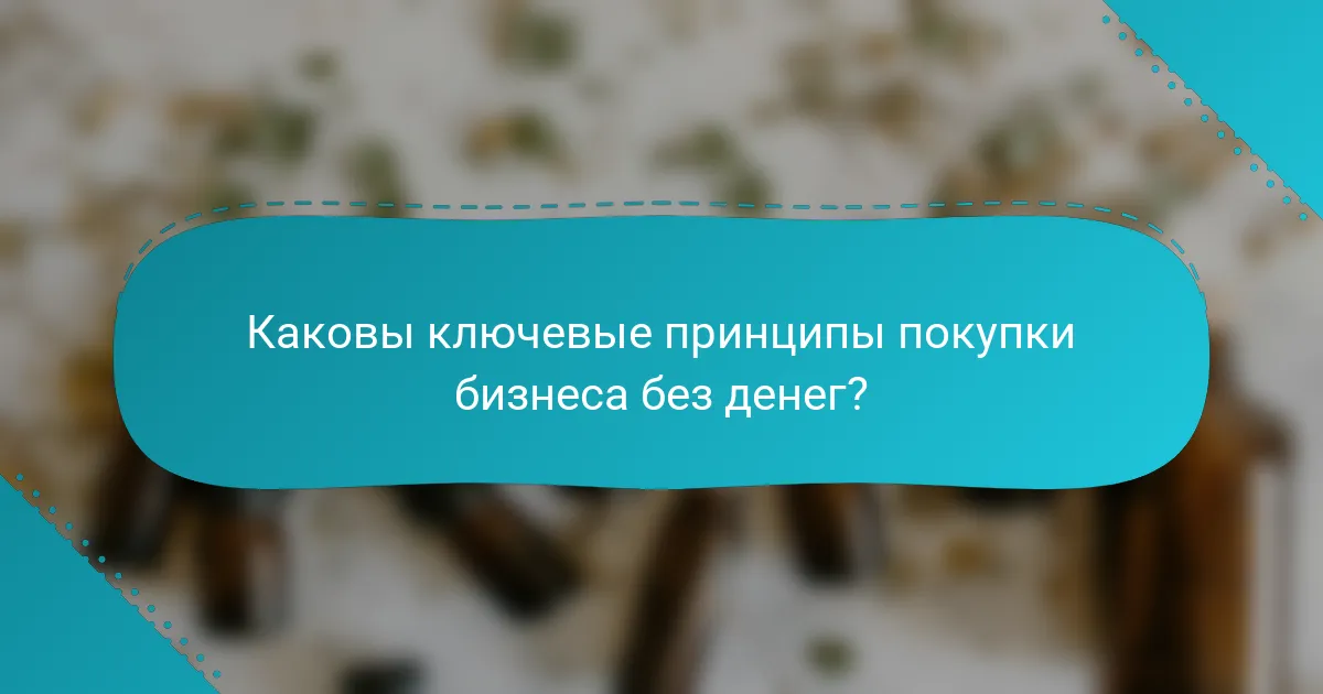 Каковы ключевые принципы покупки бизнеса без денег?